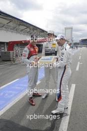 Jamie Green (GB); Audi Sport Team Abt Sportsline; Portrait; Christian Vietoris (GER); Team HWA; Andy Priaulx (GB); BMW Team RMG; holding birthday cake 09.04.2013, DTM Media Day, Hockenheim, Germany, Tuesday.