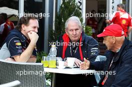 (L to R): Christian Horner (GBR) Red Bull Racing Team Principal with Dr Helmut Marko (AUT) Red Bull Motorsport Consultant and Niki Lauda (AUT) Mercedes Non-Executive Chairman. 15.03.2013. Formula 1 World Championship, Rd 1, Australian Grand Prix, Albert Park, Melbourne, Australia, Practice Day.