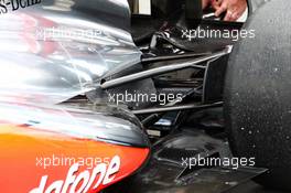 McLaren MP4-28 exhaust and rear suspension detail. 15.03.2013. Formula 1 World Championship, Rd 1, Australian Grand Prix, Albert Park, Melbourne, Australia, Practice Day.