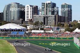 Nico Rosberg (GER) Mercedes AMG F1 W04 leads Lewis Hamilton (GBR) Mercedes AMG F1 W04. 15.03.2013. Formula 1 World Championship, Rd 1, Australian Grand Prix, Albert Park, Melbourne, Australia, Practice Day.