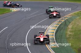 Jules Bianchi (FRA) Marussia F1 Team MR02 leads team mate Max Chilton (GBR) Marussia F1 Team MR02. 17.03.2013. Formula 1 World Championship, Rd 1, Australian Grand Prix, Albert Park, Melbourne, Australia, Race Day.