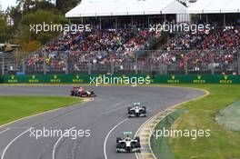 Lewis Hamilton (GBR) Mercedes AMG F1 W04 leads team mate Nico Rosberg (GER) Mercedes AMG F1 W04. 17.03.2013. Formula 1 World Championship, Rd 1, Australian Grand Prix, Albert Park, Melbourne, Australia, Race Day.