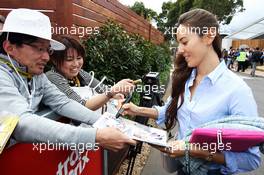 Jessica Michibata (JPN) signs autographs for the fans. 16.03.2013. Formula 1 World Championship, Rd 1, Australian Grand Prix, Albert Park, Melbourne, Australia, Qualifying Day.