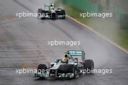 Lewis Hamilton (GBR) Mercedes AMG F1 W04 leads team mate Nico Rosberg (GER) Mercedes AMG F1 W04. 16.03.2013. Formula 1 World Championship, Rd 1, Australian Grand Prix, Albert Park, Melbourne, Australia, Qualifying Day.