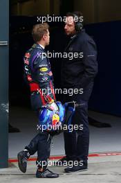 Pole sitter Sebastian Vettel (GER) Red Bull Racing with Matteo Bonciani (ITA) FIA Media Delegate. 17.03.2013. Formula 1 World Championship, Rd 1, Australian Grand Prix, Albert Park, Melbourne, Australia, Race Day.
