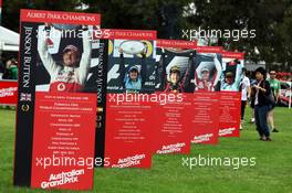 Boards showing former Australian GP winners. 14.03.2013. Formula 1 World Championship, Rd 1, Australian Grand Prix, Albert Park, Melbourne, Australia, Preparation Day.