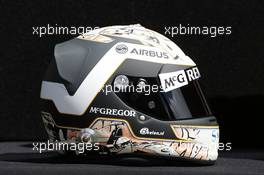 The helmet of Giedo van der Garde (NLD) Caterham F1 Team. 14.03.2013. Formula 1 World Championship, Rd 1, Australian Grand Prix, Albert Park, Melbourne, Australia, Preparation Day.