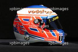 The helmet of Jenson Button (GBR) McLaren. 14.03.2013. Formula 1 World Championship, Rd 1, Australian Grand Prix, Albert Park, Melbourne, Australia, Preparation Day.