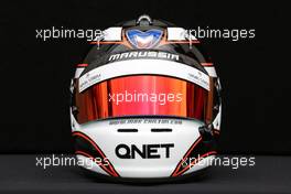 The helmet of Max Chilton (GBR) Marussia F1 Team. 14.03.2013. Formula 1 World Championship, Rd 1, Australian Grand Prix, Albert Park, Melbourne, Australia, Preparation Day.