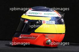 The helmet of Pedro De La Rosa (ESP) Ferrari Development Driver. 14.03.2013. Formula 1 World Championship, Rd 1, Australian Grand Prix, Albert Park, Melbourne, Australia, Preparation Day.