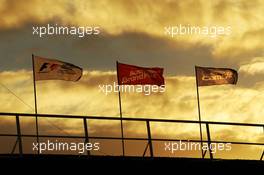 Flags as the sun sets. 14.03.2013. Formula 1 World Championship, Rd 1, Australian Grand Prix, Albert Park, Melbourne, Australia, Preparation Day.