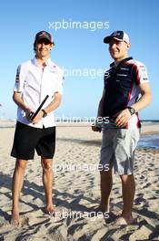 (L to R): Esteban Gutierrez (MEX) Sauber and Valtteri Bottas (FIN) Williams on the beach. 13.03.2013. Formula 1 World Championship, Rd 1, Australian Grand Prix, Albert Park, Melbourne, Australia, Preparation Day.