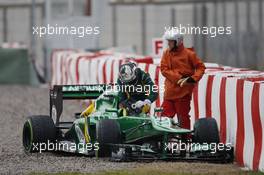 Giedo van der Garde (NLD) Caterham CT03 off the circuit at the final corner. 22.02.2013. Formula One Testing, Day Four, Barcelona, Spain.