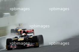 Jean-Eric Vergne (FRA) Scuderia Toro Rosso STR8 and Mark Webber (AUS) Red Bull Racing RB9. 22.02.2013. Formula One Testing, Day Four, Barcelona, Spain.