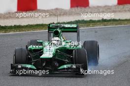 Giedo van der Garde (NLD) Caterham CT03 locks up under braking. 21.02.2013. Formula One Testing, Day Three, Barcelona, Spain.