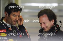 (L to R): Mark Webber (AUS) Red Bull Racing with Christian Horner (GBR) Red Bull Racing Team Principal. 21.02.2013. Formula One Testing, Day Three, Barcelona, Spain.