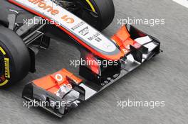 McLaren MP4-28 front wing. 21.02.2013. Formula One Testing, Day Three, Barcelona, Spain.