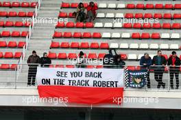 Banner for Robert Kubica (POL). 01.03.2013. Formula One Testing, Day Two, Barcelona, Spain.