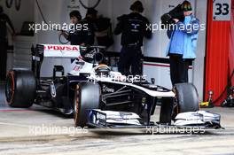 Pastor Maldonado (VEN) Williams FW35 leaves the pits. 01.03.2013. Formula One Testing, Day Two, Barcelona, Spain.