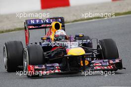 Sebastian Vettel (GER) Red Bull Racing RB9. 01.03.2013. Formula One Testing, Day Two, Barcelona, Spain.