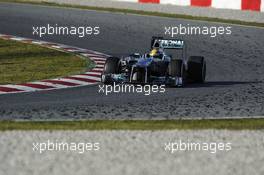 Lewis Hamilton (GBR) Mercedes AMG F1 W04 passes tyre marbles on the track. 02.03.2013. Formula One Testing, Day Three, Barcelona, Spain.