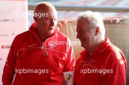 (L to R): John Booth (GBR) Marussia F1 Team Team Principal with Pat Symonds (GBR) Marussia F1 Team Technical Consultant. 02.03.2013. Formula One Testing, Day Three, Barcelona, Spain.