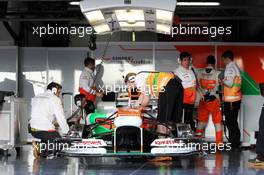 Sahara Force India F1 VJM06 in the pits. 02.03.2013. Formula One Testing, Day Three, Barcelona, Spain.