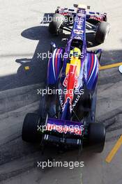 Mark Webber (AUS) Red Bull Racing RB9 leaves the pits. 02.03.2013. Formula One Testing, Day Three, Barcelona, Spain.