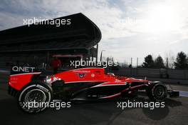 Jules Bianchi (FRA) Marussia F1 Team MR02 leaves the pits. 02.03.2013. Formula One Testing, Day Three, Barcelona, Spain.
