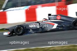 Nico Hulkenberg (GER) Sauber C32 locks up under braking.  03.03.2013. Formula One Testing, Day Four, Barcelona, Spain.