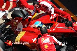 Fernando Alonso (ESP) Ferrari F138 in the pits. 03.03.2013. Formula One Testing, Day Four, Barcelona, Spain.