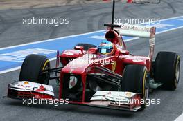 Fernando Alonso (ESP) Ferrari F138 running flow-vis paint. 03.03.2013. Formula One Testing, Day Four, Barcelona, Spain.