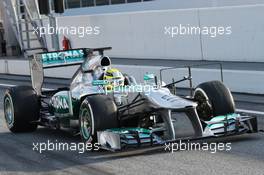 Nico Rosberg (GER) Mercedes AMG F1 W04 running sensor equipment. 03.03.2013. Formula One Testing, Day Four, Barcelona, Spain.