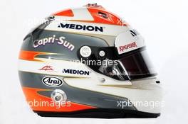 The helmet of Adrian Sutil (GER) Sahara Force India F1. 28.02.2013. Formula One Testing, Day One, Barcelona, Spain.