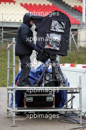 A 3D TV Cameraman and equipment. 28.02.2013. Formula One Testing, Day One, Barcelona, Spain.