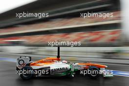 Paul di Resta (GBR) Sahara Force India VJM06 leaves the pits. 28.02.2013. Formula One Testing, Day One, Barcelona, Spain.