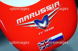 Marussia F1 Team MR02 nosecone. 28.02.2013. Formula One Testing, Day One, Barcelona, Spain.