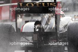 Romain Grosjean (FRA) Lotus F1 E21 rear wing. 28.02.2013. Formula One Testing, Day One, Barcelona, Spain.