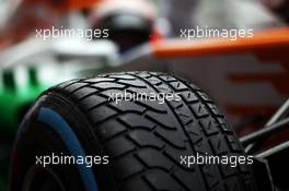 Pirelli tyre on the Sahara Force India F1 VJM06 of Paul di Resta (GBR). 28.02.2013. Formula One Testing, Day One, Barcelona, Spain.