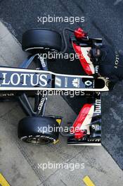 Lotus F1 E21 nosecone, front wing and front suspension. 28.02.2013. Formula One Testing, Day One, Barcelona, Spain.