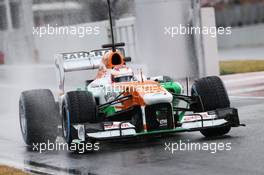 Paul di Resta (GBR) Sahara Force India VJM06 leaves the pits. 28.02.2013. Formula One Testing, Day One, Barcelona, Spain.