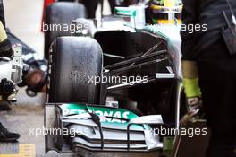 Lewis Hamilton (GBR) Mercedes AMG F1 W04 in the pits. 28.02.2013. Formula One Testing, Day One, Barcelona, Spain.