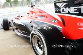 Max Chilton (GBR) Marussia F1 Team MR02 leaves the pits. 28.02.2013. Formula One Testing, Day One, Barcelona, Spain.