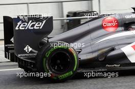 Sauber C32 exhaust. 28.02.2013. Formula One Testing, Day One, Barcelona, Spain.