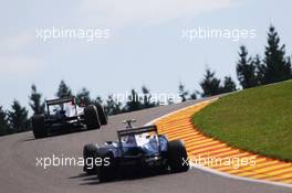 Nico Hulkenberg (GER) Sauber C32 leads Valtteri Bottas (FIN) Williams FW35. 23.08.2013. Formula 1 World Championship, Rd 11, Belgian Grand Prix, Spa Francorchamps, Belgium, Practice Day.