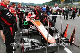 Jules Bianchi (FRA) Marussia F1 Team MR02 on the grid. 25.08.2013. Formula 1 World Championship, Rd 11, Belgian Grand Prix, Spa Francorchamps, Belgium, Race Day.