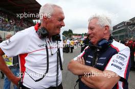 (L to R): John Booth (GBR) Marussia F1 Team Team Principal with Pat Symonds (GBR) Williams Chief Technical Officer on the grid. 25.08.2013. Formula 1 World Championship, Rd 11, Belgian Grand Prix, Spa Francorchamps, Belgium, Race Day.