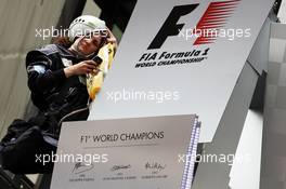 Greenpeace make a protest against race title sponsors Shell at the podium. 25.08.2013. Formula 1 World Championship, Rd 11, Belgian Grand Prix, Spa Francorchamps, Belgium, Race Day.