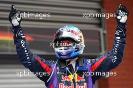 1st place Sebastian Vettel (GER) Red Bull Racing. 25.08.2013. Formula 1 World Championship, Rd 11, Belgian Grand Prix, Spa Francorchamps, Belgium, Race Day.