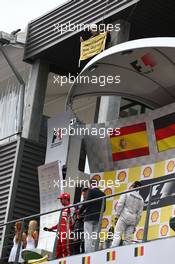 Greenpeace protester on the podium. 25.08.2013. Formula 1 World Championship, Rd 11, Belgian Grand Prix, Spa Francorchamps, Belgium, Race Day.